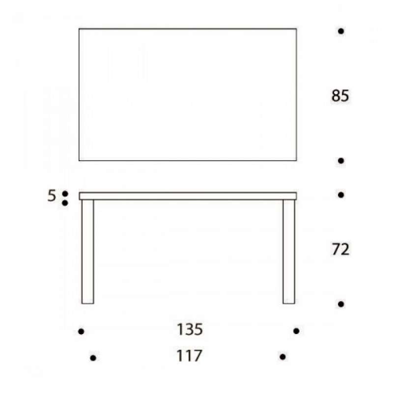 dimensions 82B Tafel, Black linoleum - Artek - Alvar Aalto - Google Shopping - Furniture by Designcollectors