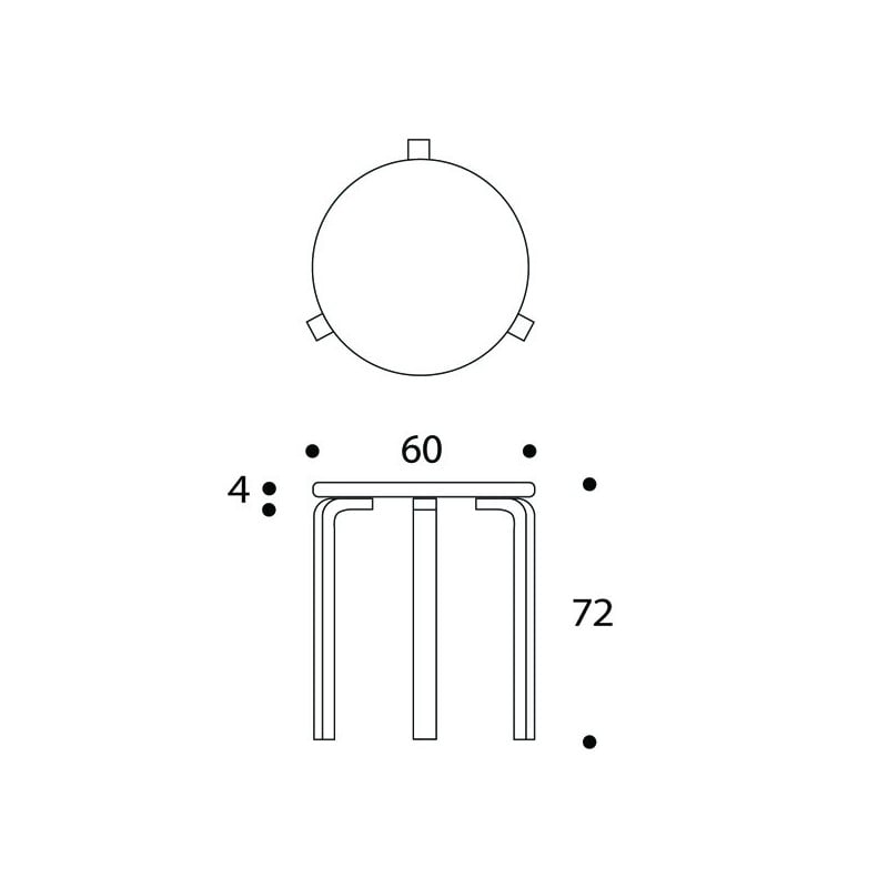 dimensions 90C Table, Birch Veneer - Artek - Alvar Aalto - Accueil - Furniture by Designcollectors