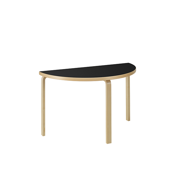 95 Table half-round, Black linoleum - Artek - Alvar Aalto - Accueil - Furniture by Designcollectors