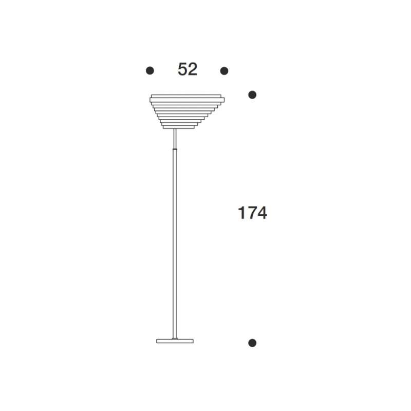 dimensions Floor Lamp A805 Staande Lamp, Polished Brass - Artek - Alvar Aalto - Aalto korting 10% - Furniture by Designcollectors
