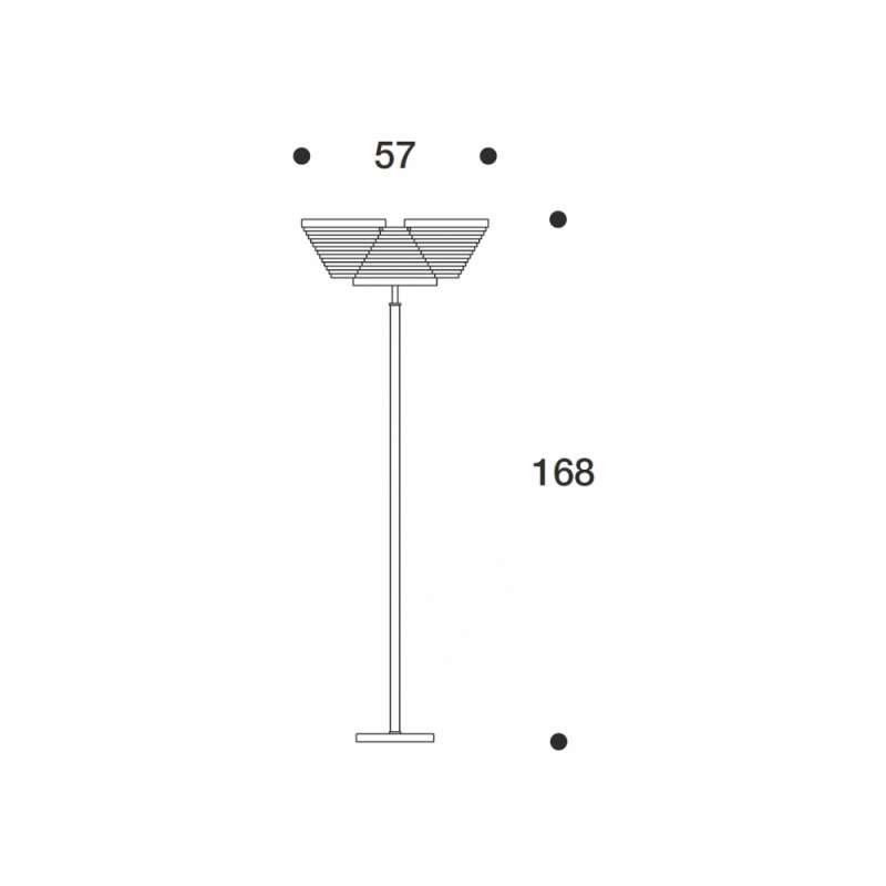 dimensions Artek A809 Staande Lamp, Goud - Artek - Alvar Aalto - Verlichting - Furniture by Designcollectors