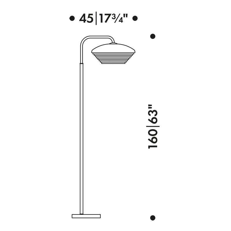 dimensions A811 Floor Lamp, Stainless steel - Artek - Alvar Aalto - Lighting - Furniture by Designcollectors