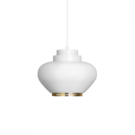 A333 Pendant lamp, White steel, brass ring - Artek - Alvar Aalto - Lighting - Furniture by Designcollectors