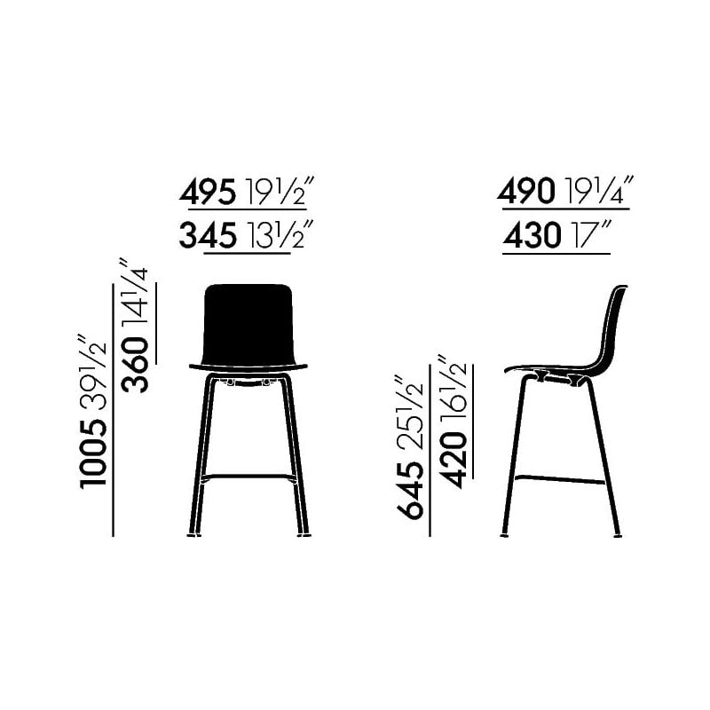 afmetingen HAL Stool Barkruk Medium - vitra - Jasper Morrison - Home - Furniture by Designcollectors