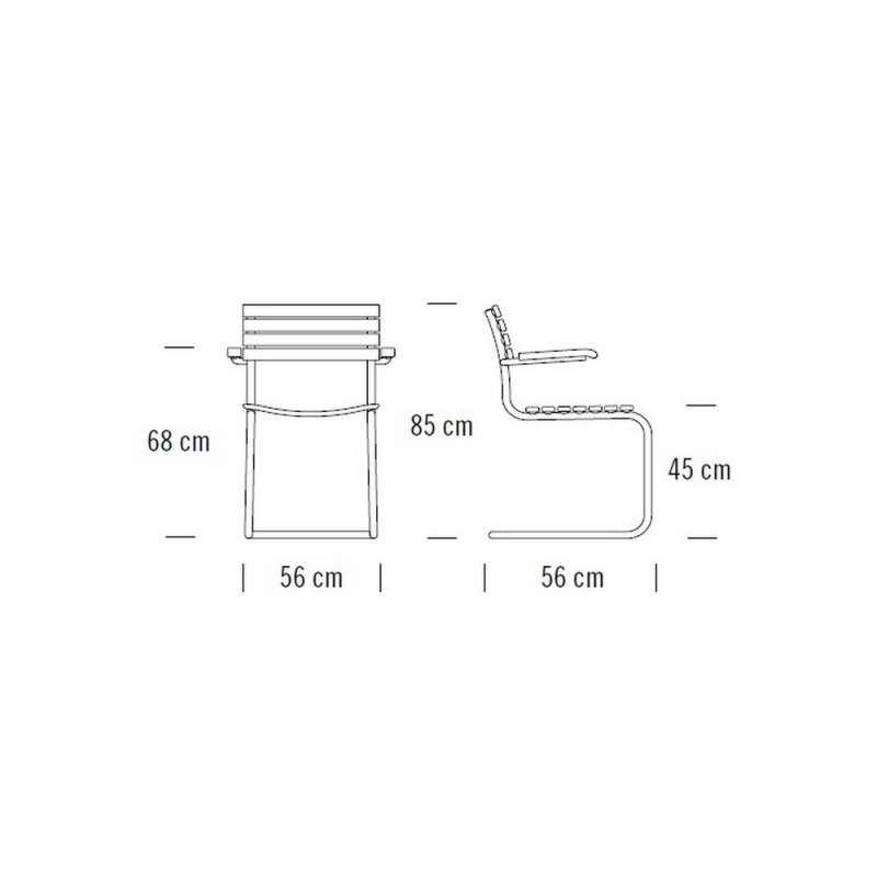 dimensions S 40 Tuinstoel, met armleuningen - Thonet - Mart Stam - Tuinstoelen - Furniture by Designcollectors
