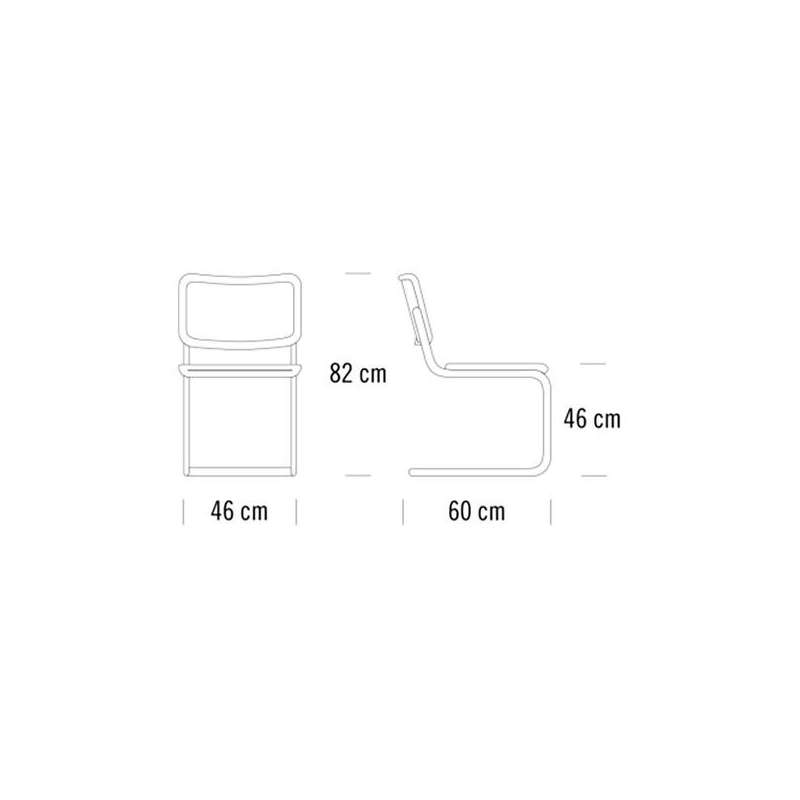 dimensions S 32 Stoel, Black TP29, Cane work - Thonet - Marcel Breuer - Stoelen - Furniture by Designcollectors