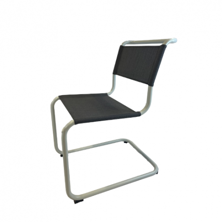 S 33 N Chaise All Seasons, Frame Grey Green, Mesh Night Blue - Thonet - Mart Stam - Outdoor Dining - Furniture by Designcollectors