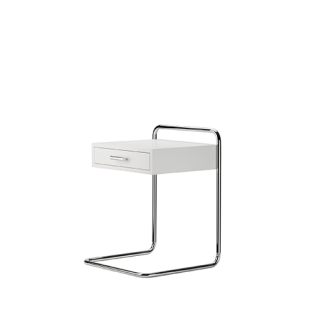 B 117 Side Table (with drawer), White, Lacquered beech