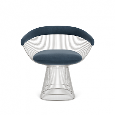 Platner Side Chair, Velvet Marina, Polished nickel - Furniture by Designcollectors
