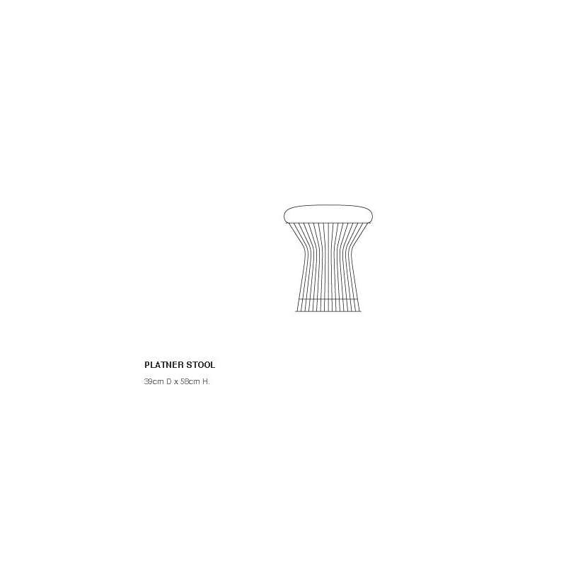 dimensions Platner Stool, Velvet Marina, Polished nickel - Knoll - Warren Platner - Chairs - Furniture by Designcollectors