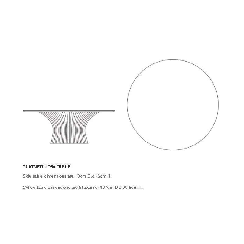 afmetingen Platner Coffee Table, Clear Glass - Knoll - Warren Platner - Tafels - Furniture by Designcollectors