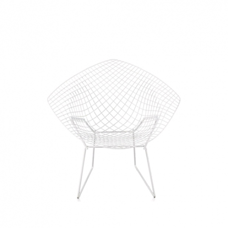 Bertoia Diamond Armstoel, zonderbekleding: Buiten Wit - Knoll - Harry Bertoia - Furniture by Designcollectors