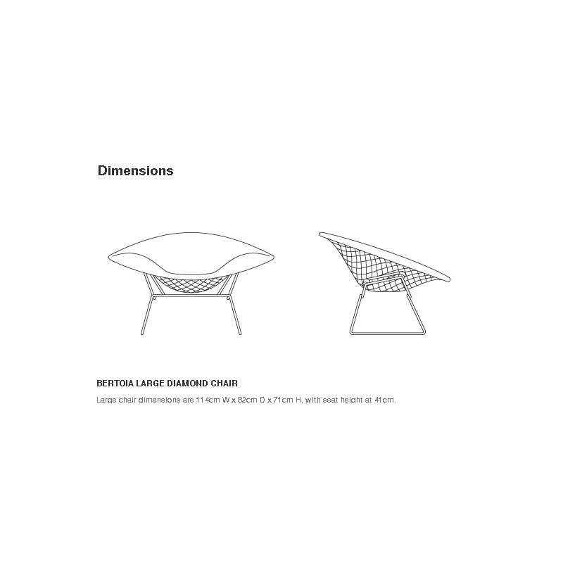 afmetingen Bertoia Large Diamond Armchair, Chrome, Bright Red - Knoll - Harry Bertoia - Stoelen - Furniture by Designcollectors