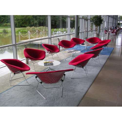 Bertoia Large Diamond Armchair, Chrome, Bright Red - Knoll - Harry Bertoia - Lounge Chairs & Club Chairs - Furniture by Designcollectors