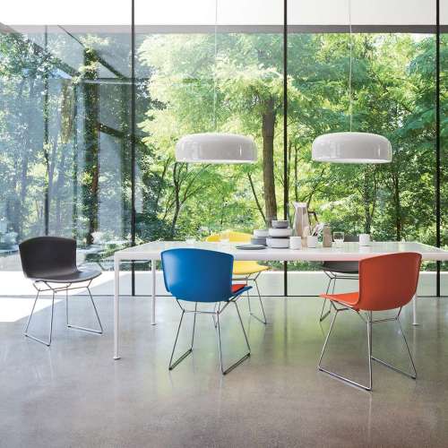 Bertoia Plastic Side Chair, Orange Red, Polished Chrome - Knoll - Harry Bertoia - Chairs - Furniture by Designcollectors