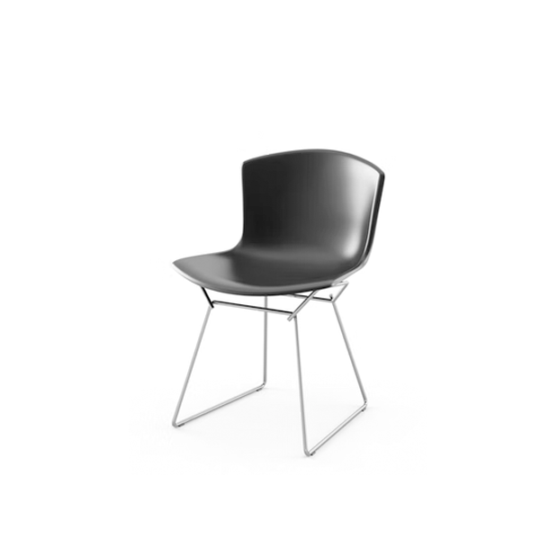 Bertoia Plastic Side Chair, Black, Polished Chrome - Knoll - Harry Bertoia - Chaises - Furniture by Designcollectors
