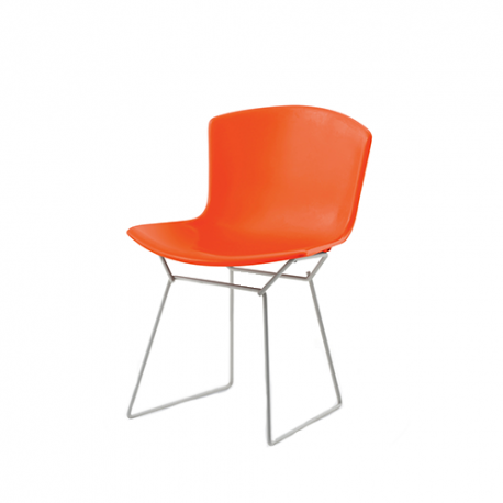 Bertoia Plastic Side Chair, Orange Red, Polished Chrome - Knoll - Harry Bertoia - Furniture by Designcollectors