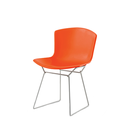 Bertoia Plastic Side Chair, Orange Red, Polished Chrome - Knoll - Harry Bertoia - Stoelen - Furniture by Designcollectors