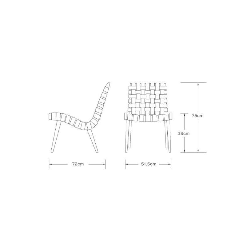 dimensions Risom Lounge Chair, Zwart - Knoll - Jens Risom - Stoelen - Furniture by Designcollectors