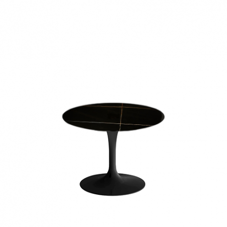 Saarinen Low Round Tulip Table, Sahara Noir Marble (H36, D51) - Knoll - Eero Saarinen - Furniture by Designcollectors
