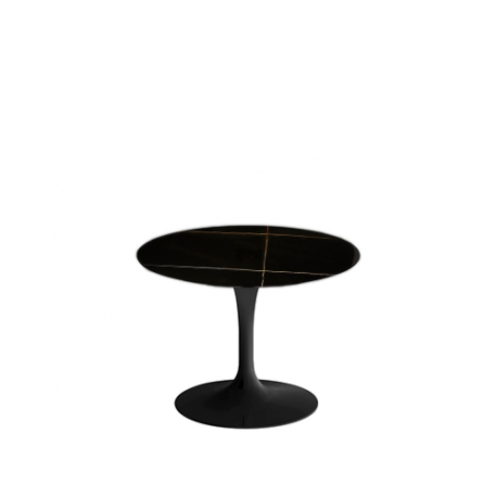 Saarinen Low Round Tulip Table, Sahara Noir Marble (H36, D51) - Knoll - Furniture by Designcollectors