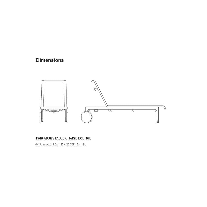 dimensions Schultz Adjustable Chaise Longue 1966 Outdoor, Black - Knoll - Richard Schultz - Outdoor - Furniture by Designcollectors