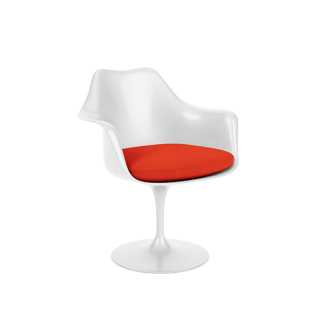 Tulip Armchair White Shell and base, Tonus Bright Red