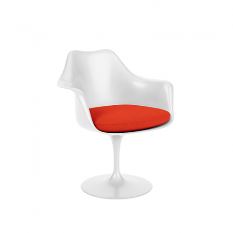 Tulip Armchair White Shell and base, Tonus Bright Red - Knoll - Eero Saarinen - Furniture by Designcollectors