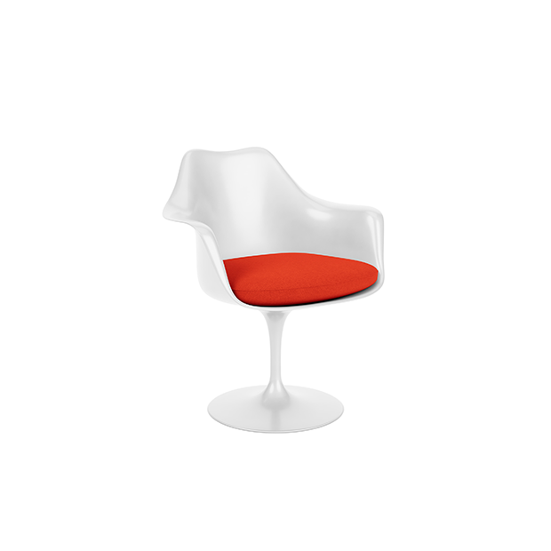Tulip Armchair White Shell and base, Tonus Bright Red - Knoll - Eero Saarinen - Stoelen - Furniture by Designcollectors
