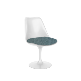 Tulip Chair white shell and base with swivel, Capraia Sky/blue