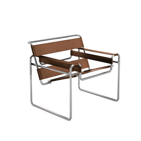 Wassily Lounge Chair, Light brown cowhide - Knoll - Furniture by Designcollectors