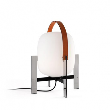 Cesta Metalica with leather handle - Santa & Cole - Miguel Milá - Furniture by Designcollectors