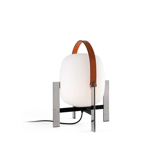 Cesta Metalica met lederen handvat - Santa & Cole - Miguel Milá - Tafellampen - Furniture by Designcollectors