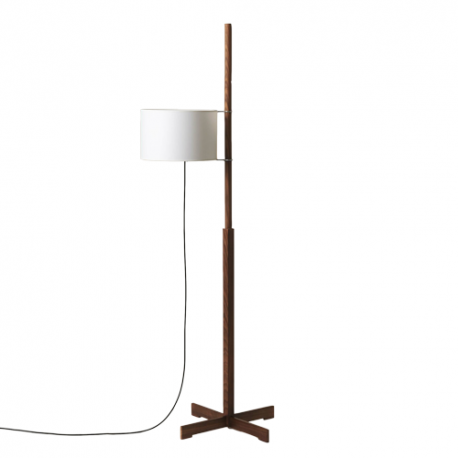 TMM Floor Lamp, Walnut, White with upper diffuser - Santa & Cole - Miguel Milá - Furniture by Designcollectors