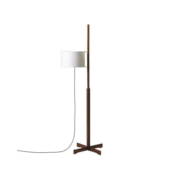 TMM Floor Lamp, Walnut, White with upper diffuser - Santa & Cole - Miguel Milá - Floor Lamps - Furniture by Designcollectors