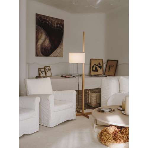 TMM Floor Lamp, Natural Oak, Beige - Santa & Cole - Miguel Milá - Staande Lampen - Furniture by Designcollectors