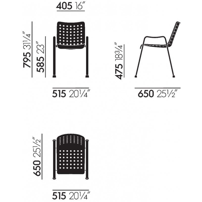 dimensions Landi Chair Stoel - Vitra - Hans Coray - Tuinstoelen - Furniture by Designcollectors