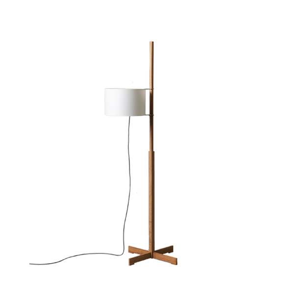 TMM Floor Lamp, Natural Oak, White - Santa & Cole - Miguel Milá - Lampes sur Pied - Furniture by Designcollectors