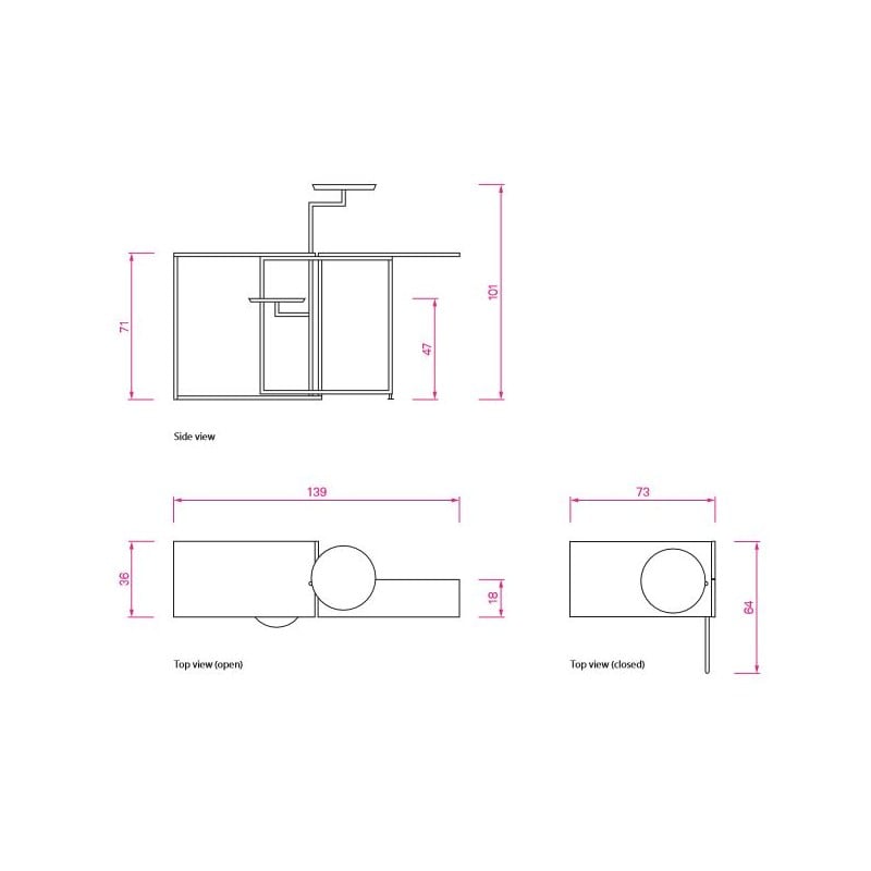 dimensions Rivoli Side Table, Black high-gloss - Classicon - Eileen Gray - Home - Furniture by Designcollectors