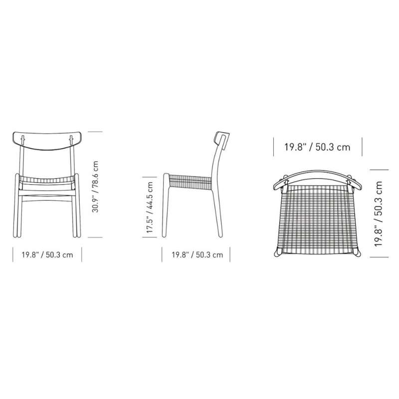 dimensions CH23 Dining chair, Oiled walnut, natural cord - Carl Hansen & Son - Hans Wegner - Accueil - Furniture by Designcollectors