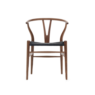 CH24 Wishbone Chair, Olied walnut, Black