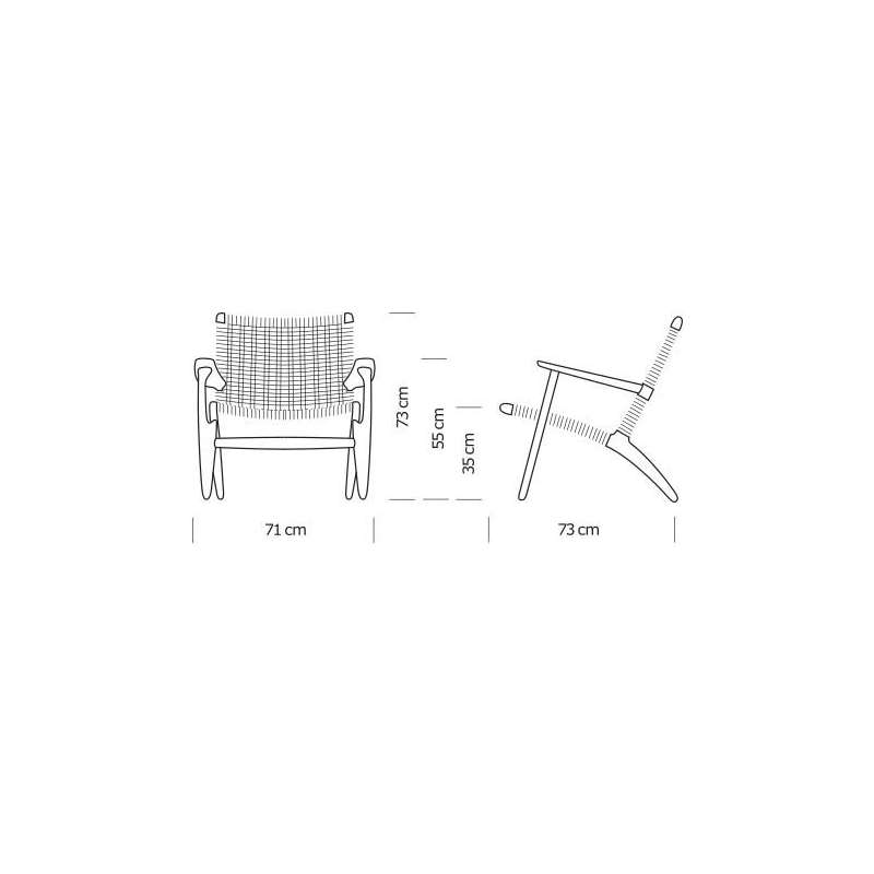 dimensions CH25 Lounge chair, Oiled oak, Natural cord - Carl Hansen & Son - Hans Wegner - Accueil - Furniture by Designcollectors