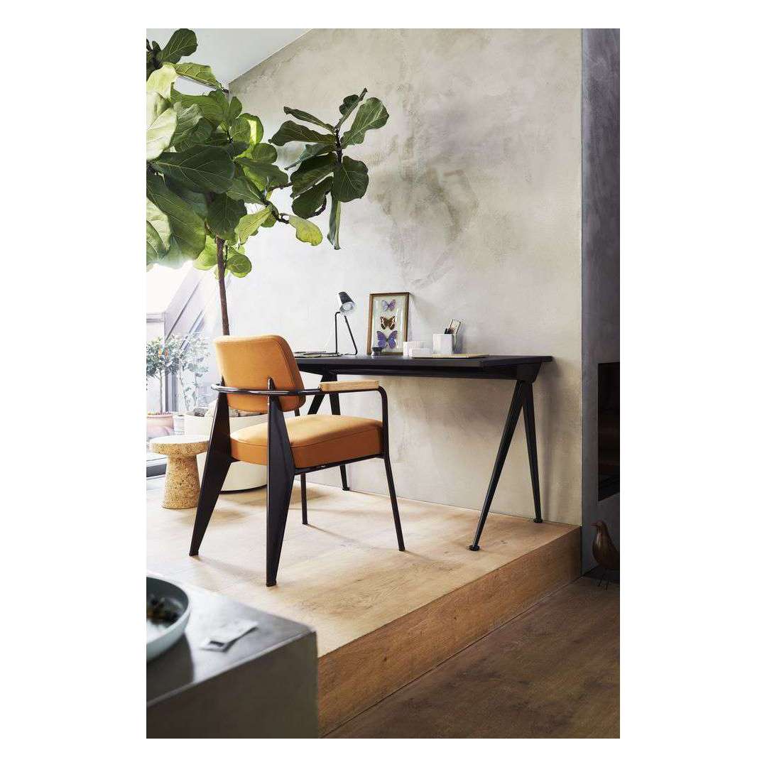 Buy Vitra Compas Direction Desk American walnut Deep black by Jean