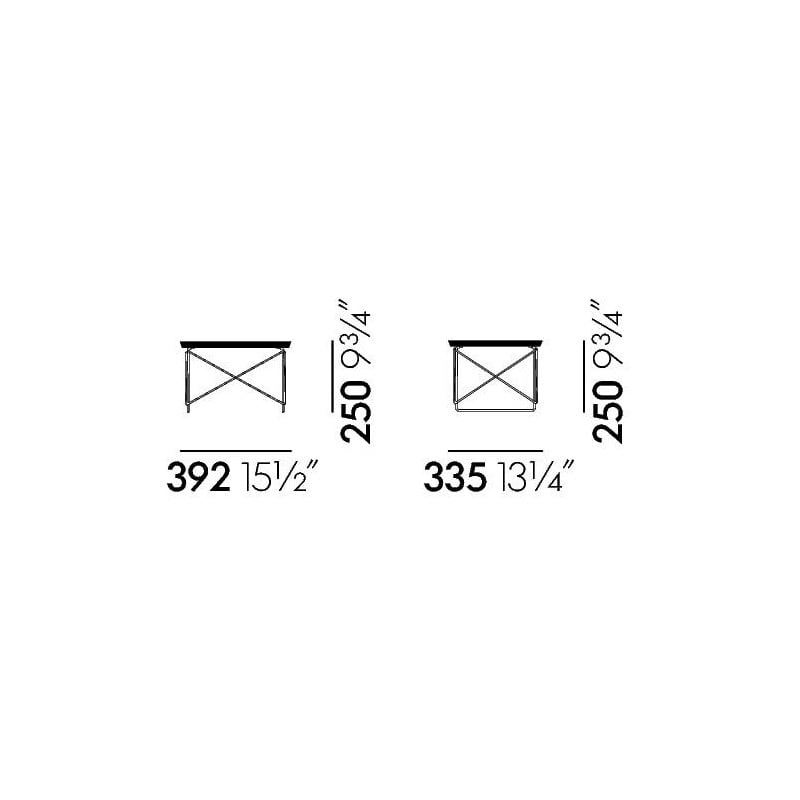 dimensions Occasional Table LTR Table d'appoint - base basic dark - Vitra - Charles & Ray Eames - Accueil - Furniture by Designcollectors