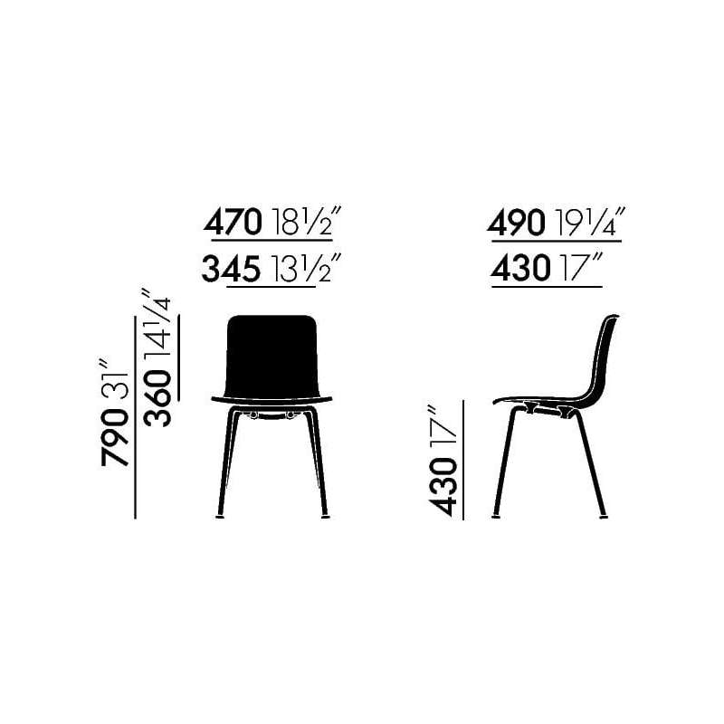 dimensions HAL Tube Chair - White - Vitra - Jasper Morrison - Home - Furniture by Designcollectors