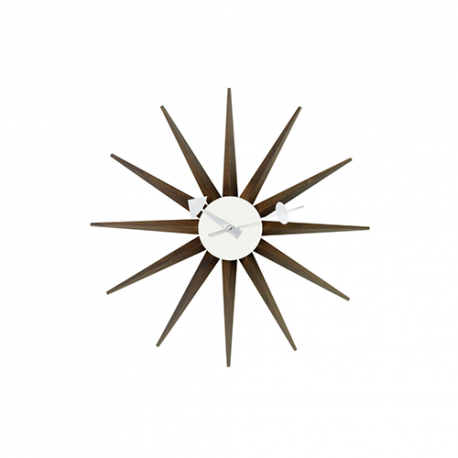 Clock Sunburst: Walnut - Vitra - George Nelson - Furniture by Designcollectors