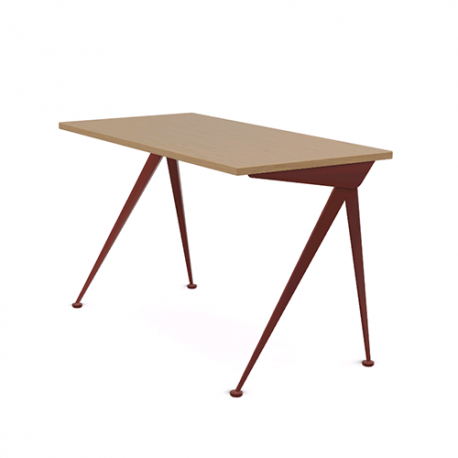 Compas Direction Desk - Natural oak- Japanese red - Vitra - Jean Prouvé - Furniture by Designcollectors