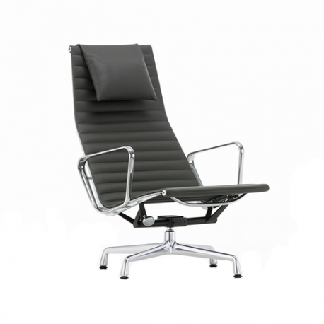Aluminium Chair EA 124 - Leather - Nero - Vitra - Charles & Ray Eames - Furniture by Designcollectors