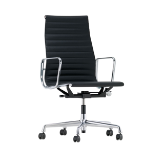 Aluminium Chair EA 119 Chaise - Leather - nero/nero