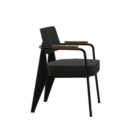 Fauteuil Direction - Twill dark grey - Deep black powder-coated (smooth) - Vitra - Jean Prouvé - Furniture by Designcollectors